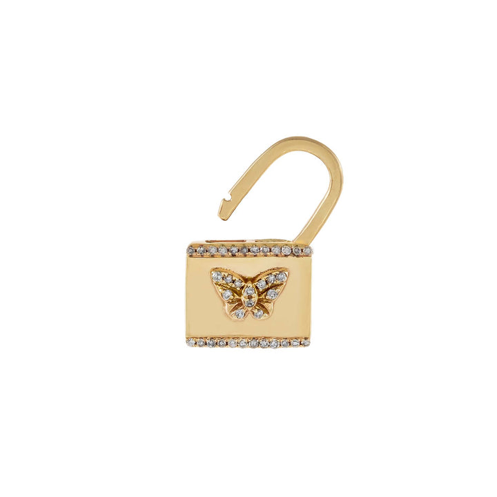  Diamond Butterfly Lock Huggie Earring 14K - Adina Eden's Jewels