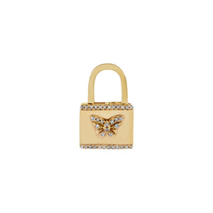 14K Gold / Single Diamond Butterfly Lock Huggie Earring 14K - Adina Eden's Jewels