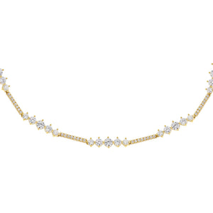Gold CZ Round X Bar Choker - Adina Eden's Jewels