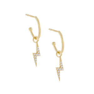 Gold Pavé Lightning Bolt Hoop Earring - Adina Eden's Jewels