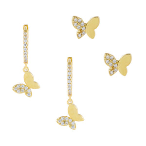 Gold Pavé Butterfly Earring Combo Set - Adina Eden's Jewels