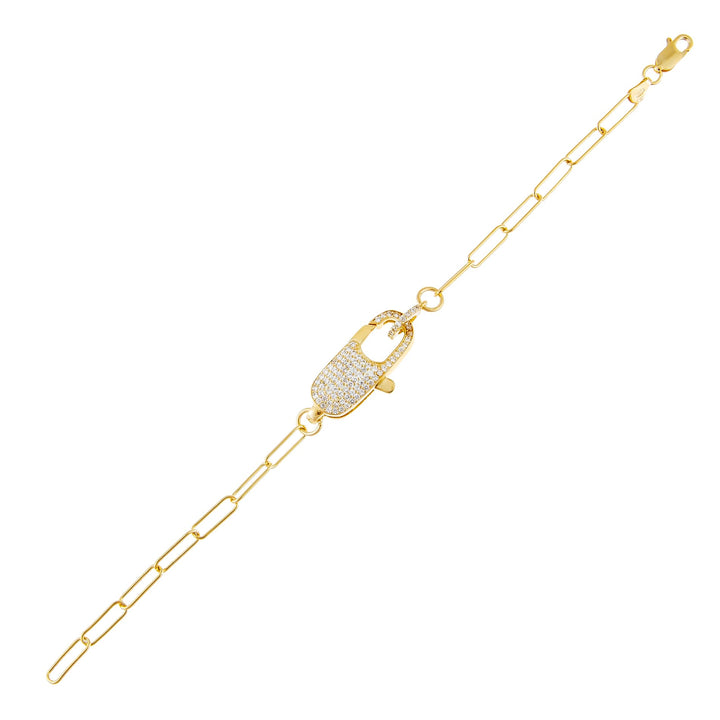 Gold Pavé Clasp Link Bracelet - Adina Eden's Jewels