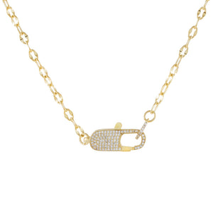 Gold Pavé Clasp Chain Link Necklace - Adina Eden's Jewels