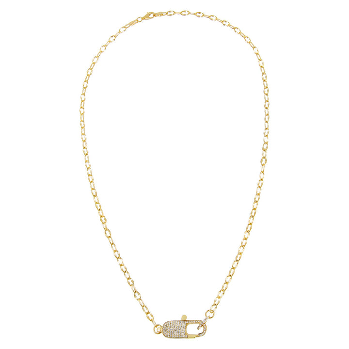  Pavé Clasp Chain Link Necklace - Adina Eden's Jewels