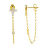 Gold CZ Cross Chain Drop Earring - Adina Eden's Jewels