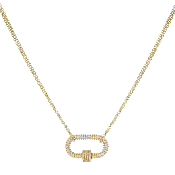 Gold Pavé Omega Toggle Necklace - Adina Eden's Jewels