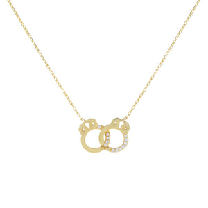 Gold Pavé X Solid Handcuff Necklace - Adina Eden's Jewels