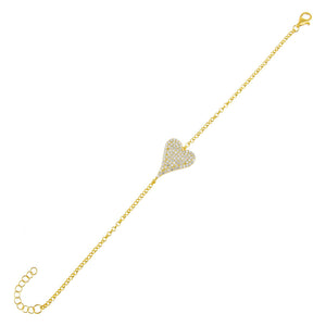 Gold Pavé Heart Bracelet - Adina Eden's Jewels