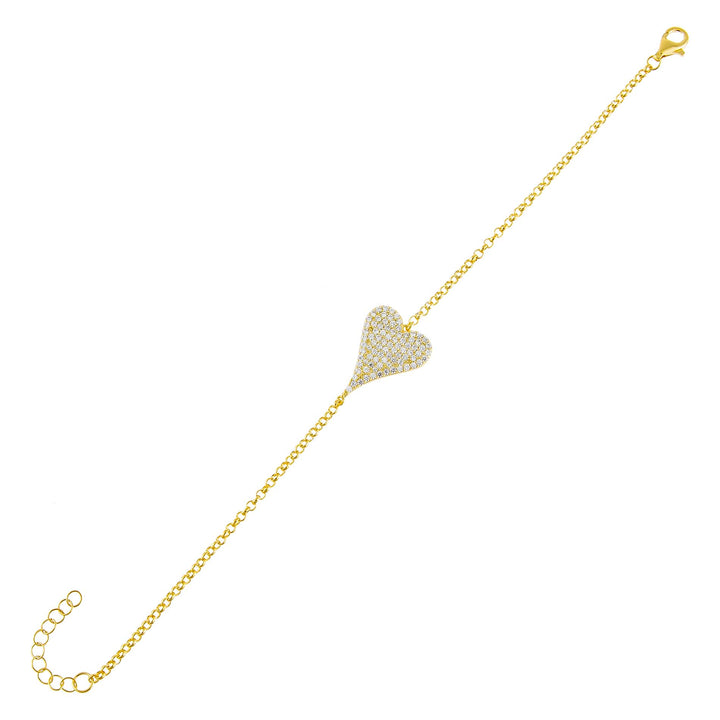 Gold Pavé Heart Bracelet - Adina Eden's Jewels