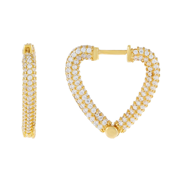 Gold / 20 MM Pavé Open Heart Hoop Earring - Adina Eden's Jewels