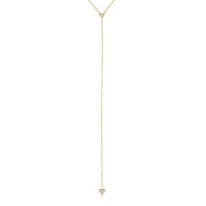 Gold Pavé Heart Lariat - Adina Eden's Jewels