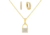 Gold Pavé Lock Necklace X Huggie Earring Combo Set - Adina Eden's Jewels