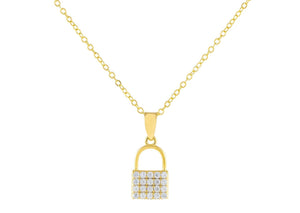 Gold Pavé Tiny Lock Necklace - Adina Eden's Jewels