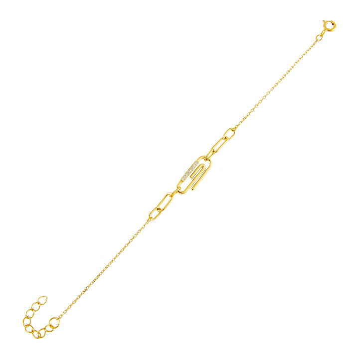 Gold CZ Paperclip Link Bracelet - Adina Eden's Jewels