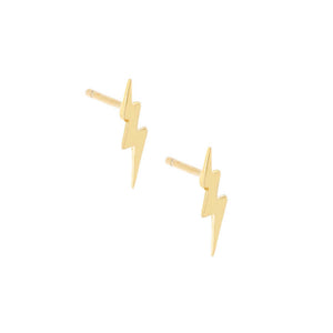 Gold Solid Lightning Stud Earring - Adina Eden's Jewels