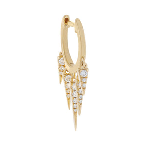 14K Gold / Single Diamond Dangle Spike Huggie Earring 14K - Adina Eden's Jewels