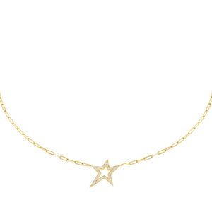 Gold CZ Open Star Choker Necklace - Adina Eden's Jewels