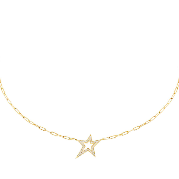 Gold CZ Open Star Choker Necklace - Adina Eden's Jewels