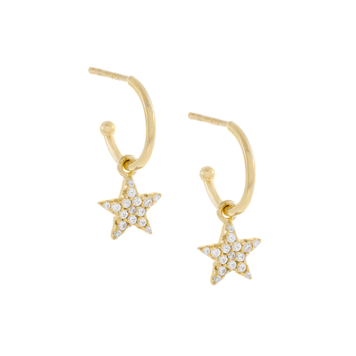 Gold Pavé Star Hoop Earring - Adina Eden's Jewels