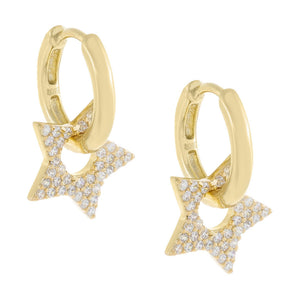 Gold Pavé Open Star Huggie Earring - Adina Eden's Jewels
