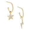 Gold Pavé Star X Lightning Bolt Hoop Earring - Adina Eden's Jewels