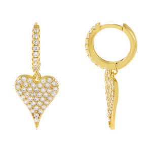 Gold Pavé Heart Huggie Earring - Adina Eden's Jewels