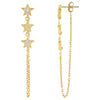 Gold Triple Star Chain Drop Stud Earring - Adina Eden's Jewels