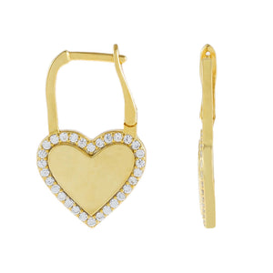 Gold Pavé X Solid Heart Huggie Earring - Adina Eden's Jewels