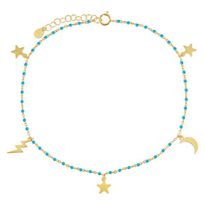 Turquoise Celestial Enamel Anklet - Adina Eden's Jewels