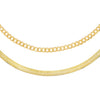 Gold / 15.75" Cuban X Herringbone Necklace Combo Set - Adina Eden's Jewels