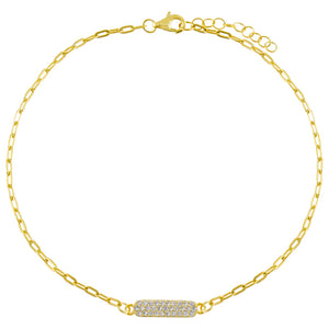Gold Pavé Bar Link Anklet - Adina Eden's Jewels