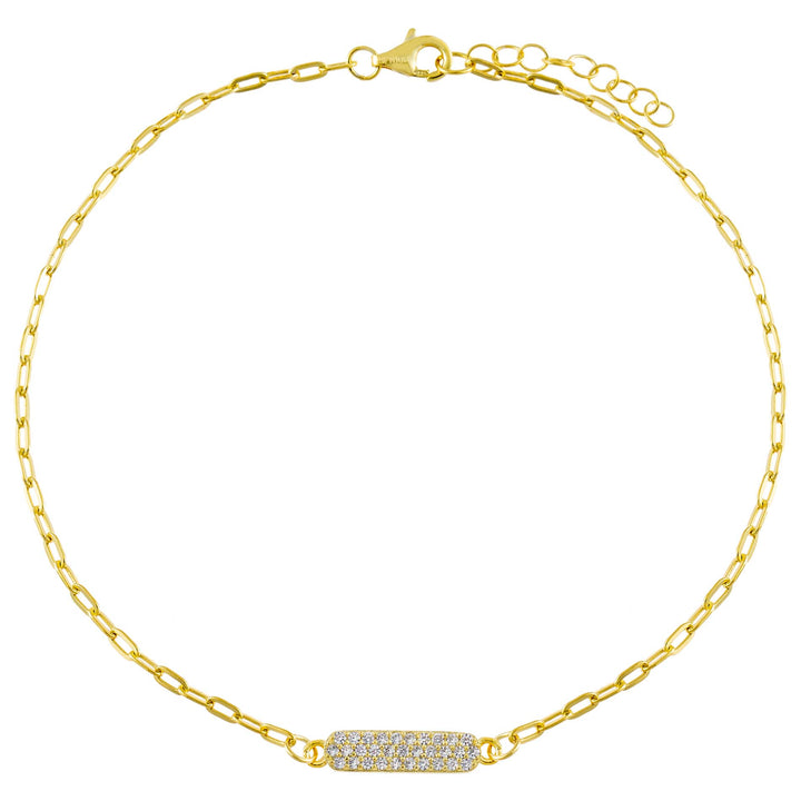 Gold Pavé Bar Link Anklet - Adina Eden's Jewels