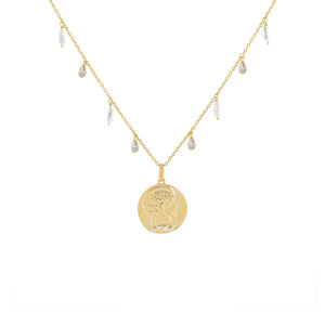 Gold CZ X Pearl Coin Necklace - Adina Eden's Jewels