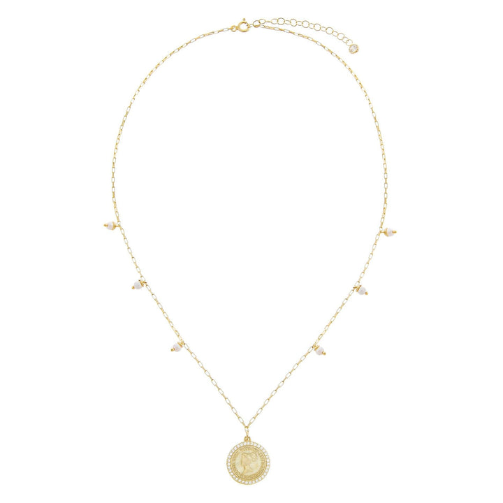 Pearl White White Pearl Coin Necklace - Adina Eden's Jewels