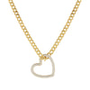 Gold Pavé Heart Cuban Chain Necklace - Adina Eden's Jewels