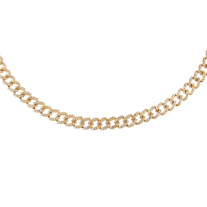 14K Gold Diamond Cuban Chain Choker 14K - Adina Eden's Jewels