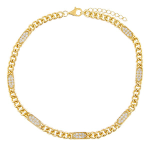 Gold Pavé Bars Chain Anklet - Adina Eden's Jewels