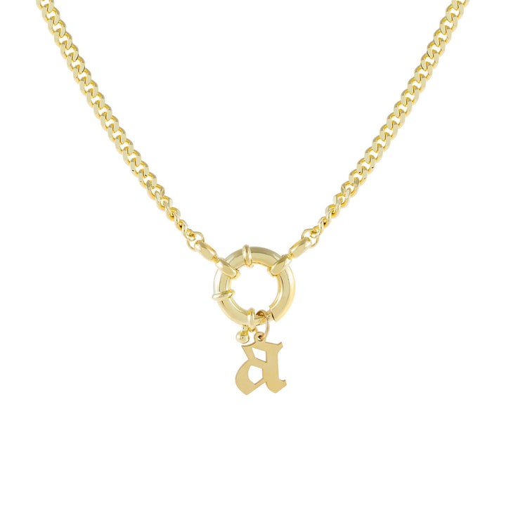 Gold / A Gothic Initial Toggle Cuban Necklace - Adina Eden's Jewels