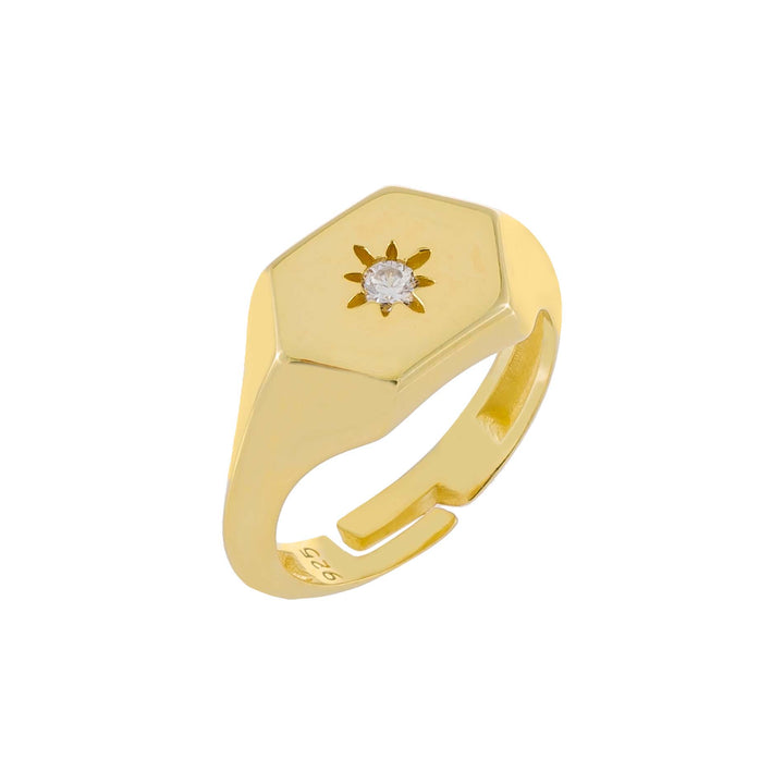Gold Mini Starburst Signet Ring - Adina Eden's Jewels