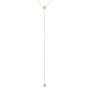 Gold CZ Bezel Drop Lariat - Adina Eden's Jewels