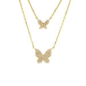 Gold Two in One Pavé Butterfly Necklace - Adina Eden's Jewels