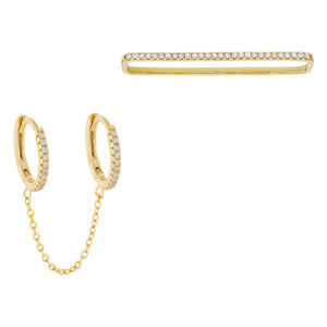 Combo CZ Huggie Earring X Ear Cuff Earring Combo Set - Adina Eden's Jewels
