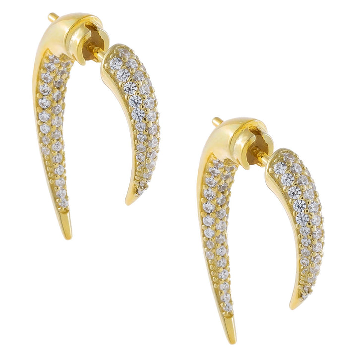 Gold Pavé Double Spike Stud Earring - Adina Eden's Jewels