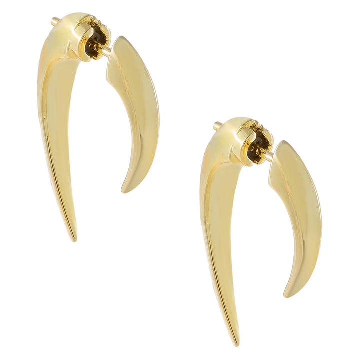 Gold Solid Double Spike Stud Earring - Adina Eden's Jewels