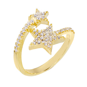 Gold Double Star Ring - Adina Eden's Jewels