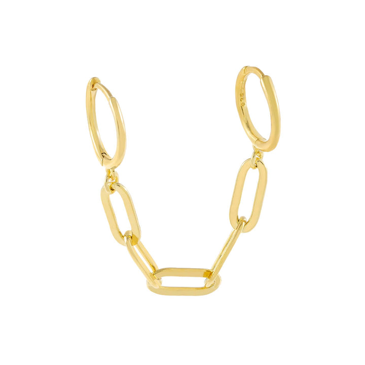 Gold / Single Oval Link Chain Huggie Earring - Adina Eden's Jewels