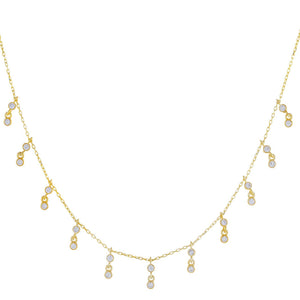 Gold CZ Bezel Dangling Choker - Adina Eden's Jewels