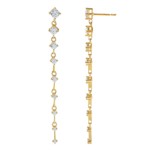 Gold CZ Round Stone Drop Earring - Adina Eden's Jewels