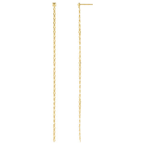 Gold Thin Curb Chain Drop Earring - Adina Eden's Jewels