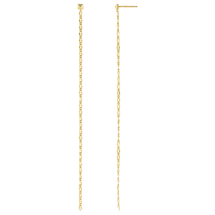 Gold Thin Curb Chain Drop Earring - Adina Eden's Jewels